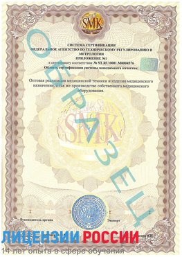 Образец сертификата соответствия (приложение) Хабаровск Сертификат ISO 13485