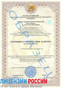 Образец сертификата соответствия аудитора №ST.RU.EXP.00006191-3 Хабаровск Сертификат ISO 50001