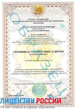 Образец сертификата соответствия аудитора №ST.RU.EXP.00014299-1 Хабаровск Сертификат ISO 14001